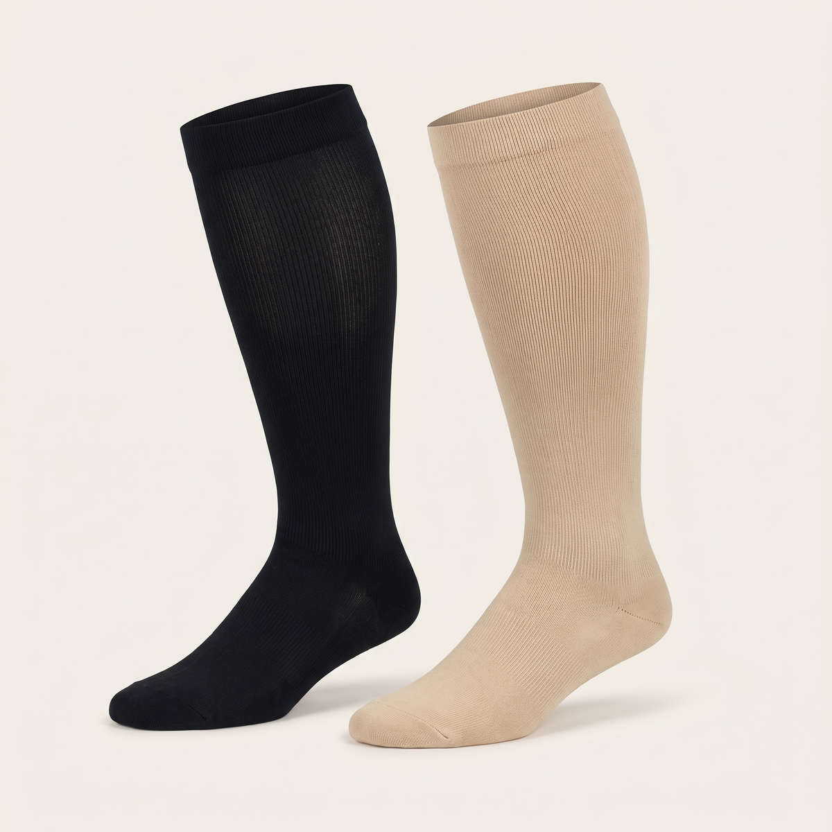 Voria SwiftStep compression socks in black and beige