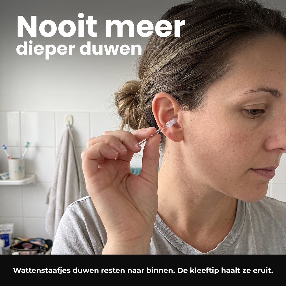 Voria EarClean voorzichtig gebruikt bij de ingang van het buitenoor