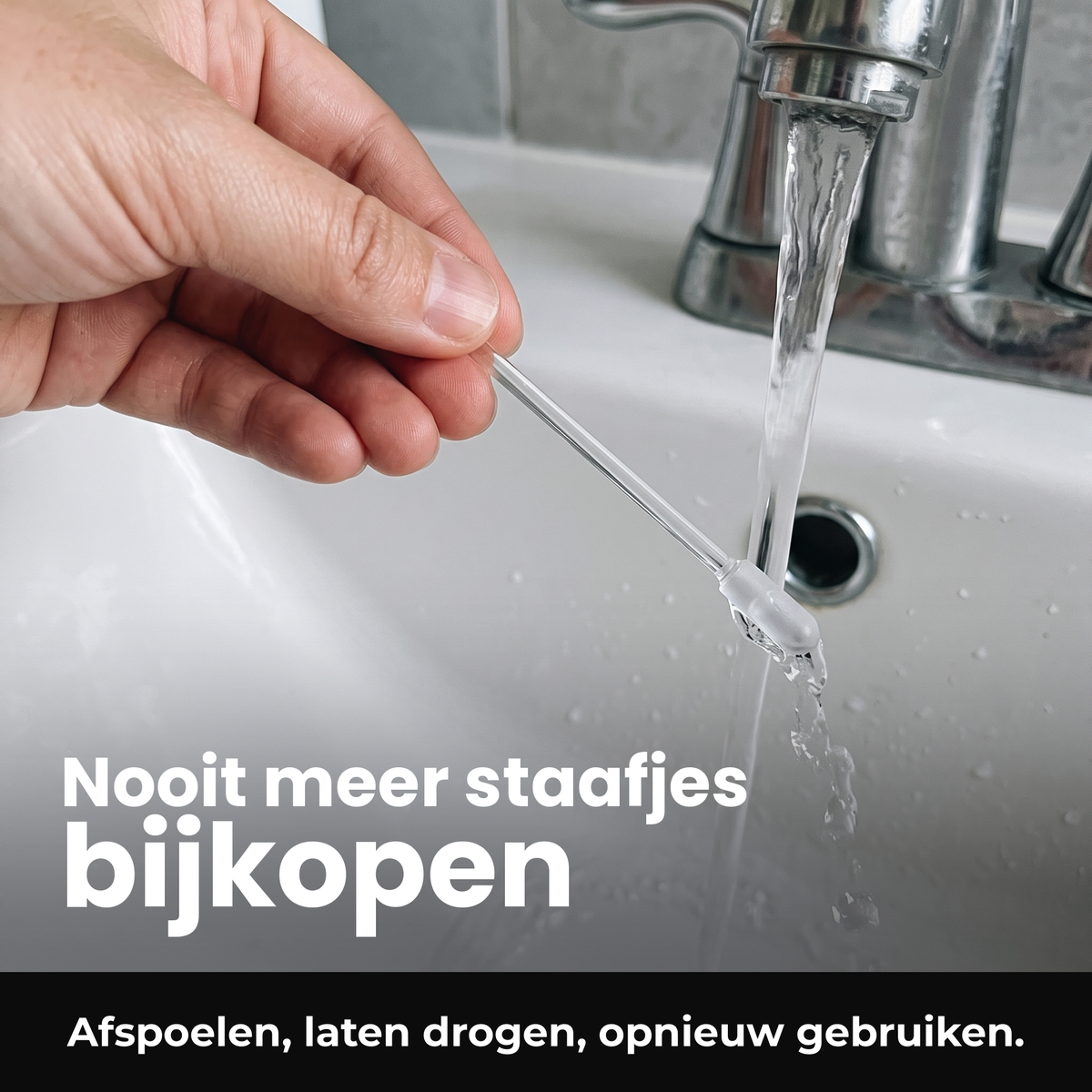 Voria EarClean afgespoeld onder de kraan voor hergebruik