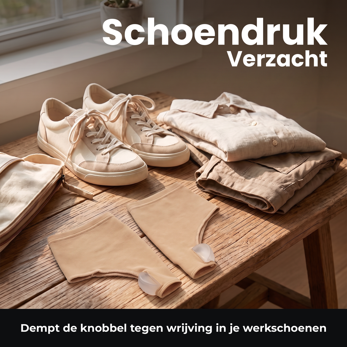 Knobbel gedempt tegen wrijving in werkschoenen