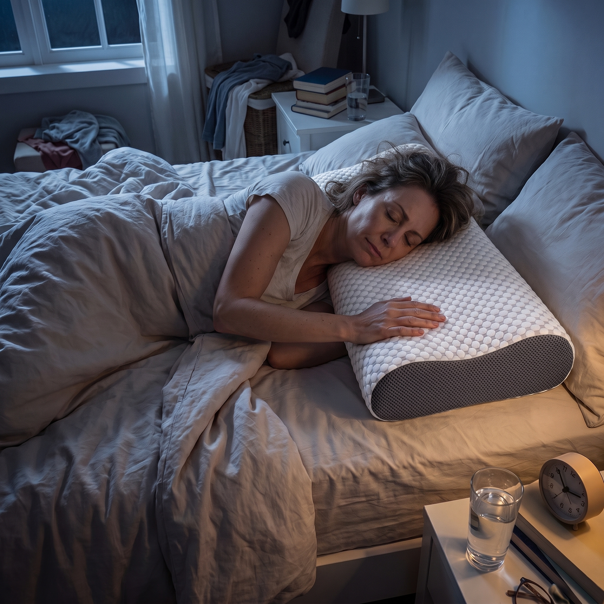 [nl] Vredig slapende persoon op de CloudSleep Pillow met de juiste verhoudingen
