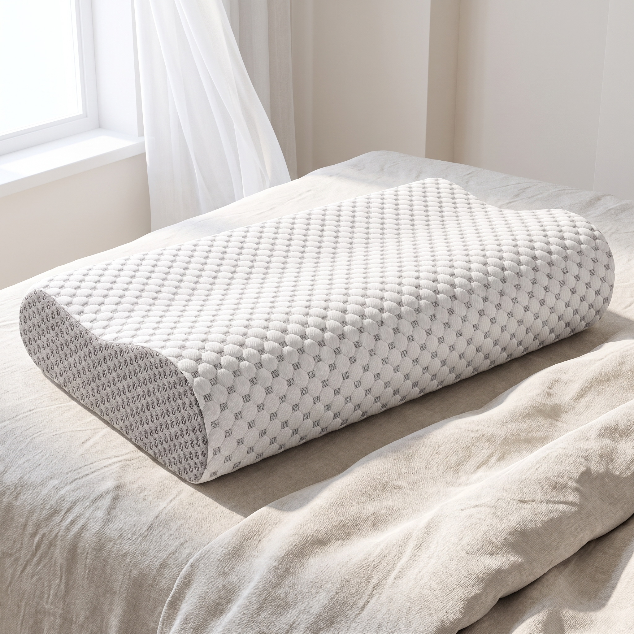 [nl] Sectie Blijf de hele nacht koel — de exacte CloudSleep Pillow in een lichte, luchtige slaapkamer